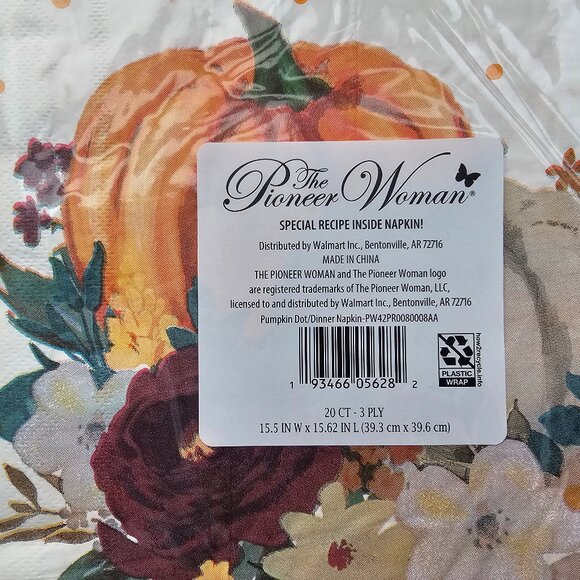 Pioneer Woman Paper Disposable Napkins 40 Count 3 Ply Pumpkin - Picture 8 of 8